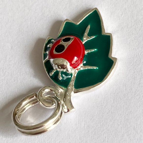 Sterling Silver Ladybug Charm 925 Enamel Red Leaf European Bead Pendant Bracelet - Picture 3 of 8